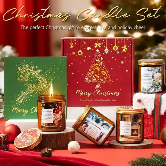 Christmas Candles Set, 4 Pack Xmas Scented Candles for Women