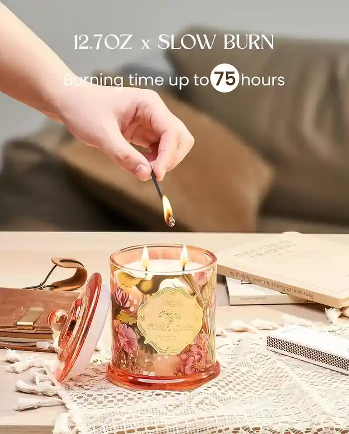 Peony Candles Home Scented, Organic Soy Candle