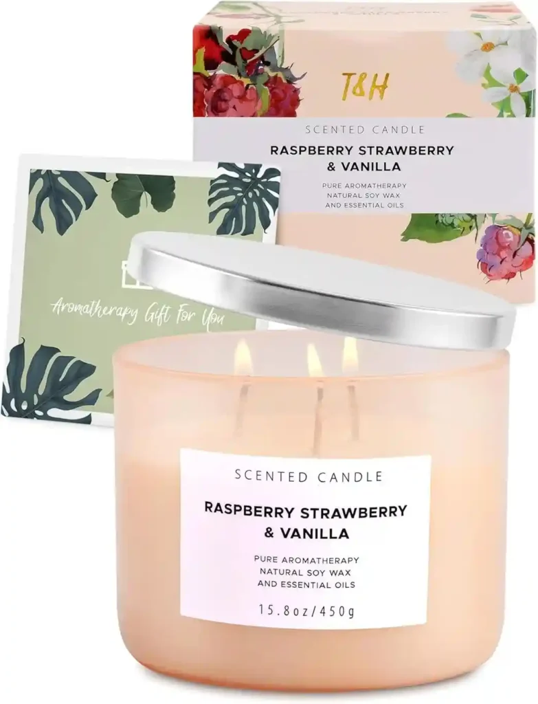 Raspberry Strawberry Vanilla 3-Wick Scented Soy Candle