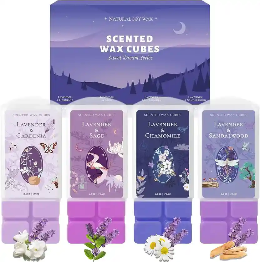 SCENTORINI Wax Melts, Wax Cubes Strong Scent, Long Lasting Lavender Scented