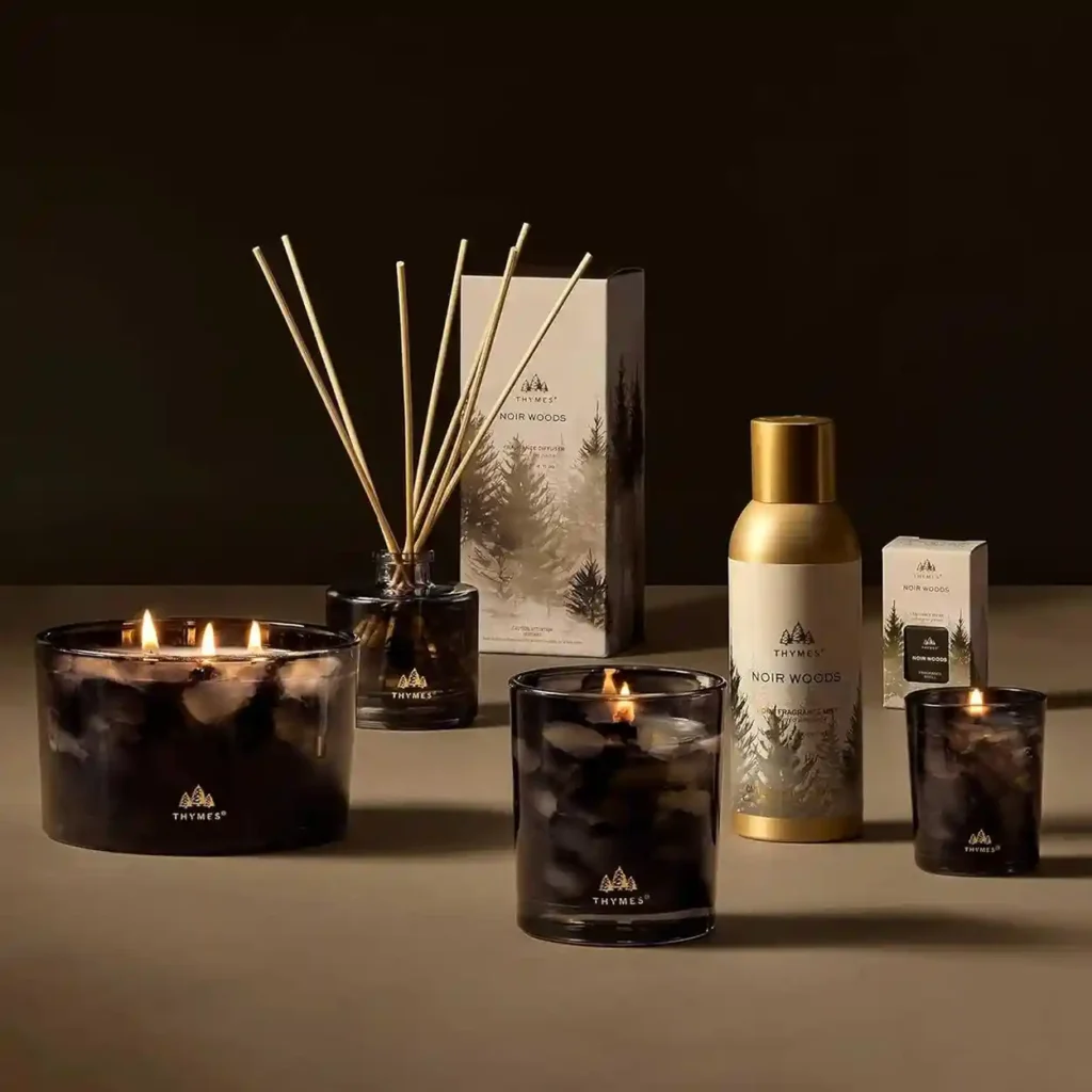 Thymes Noir Woods Scented Candles for Home Decor